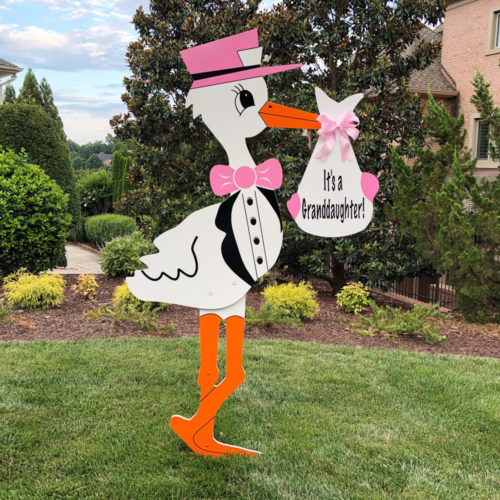 Pink Granddaughter Sign: South Georgia Storks - Stork Sign Rentals in Valdosta, Lakepark, Hahira, Georgia